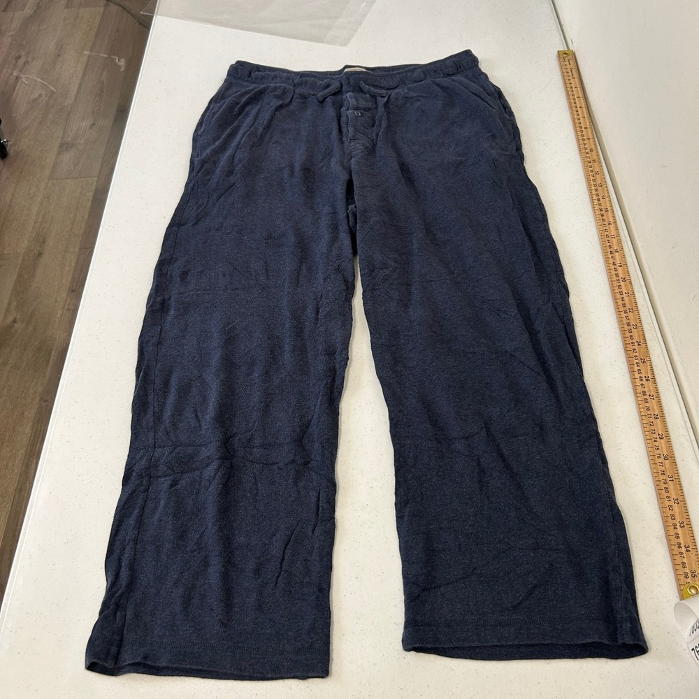 LL Bean Mens Lounge Pants 508084 Navy Blue Organic Cotton Pajamas Large Reg